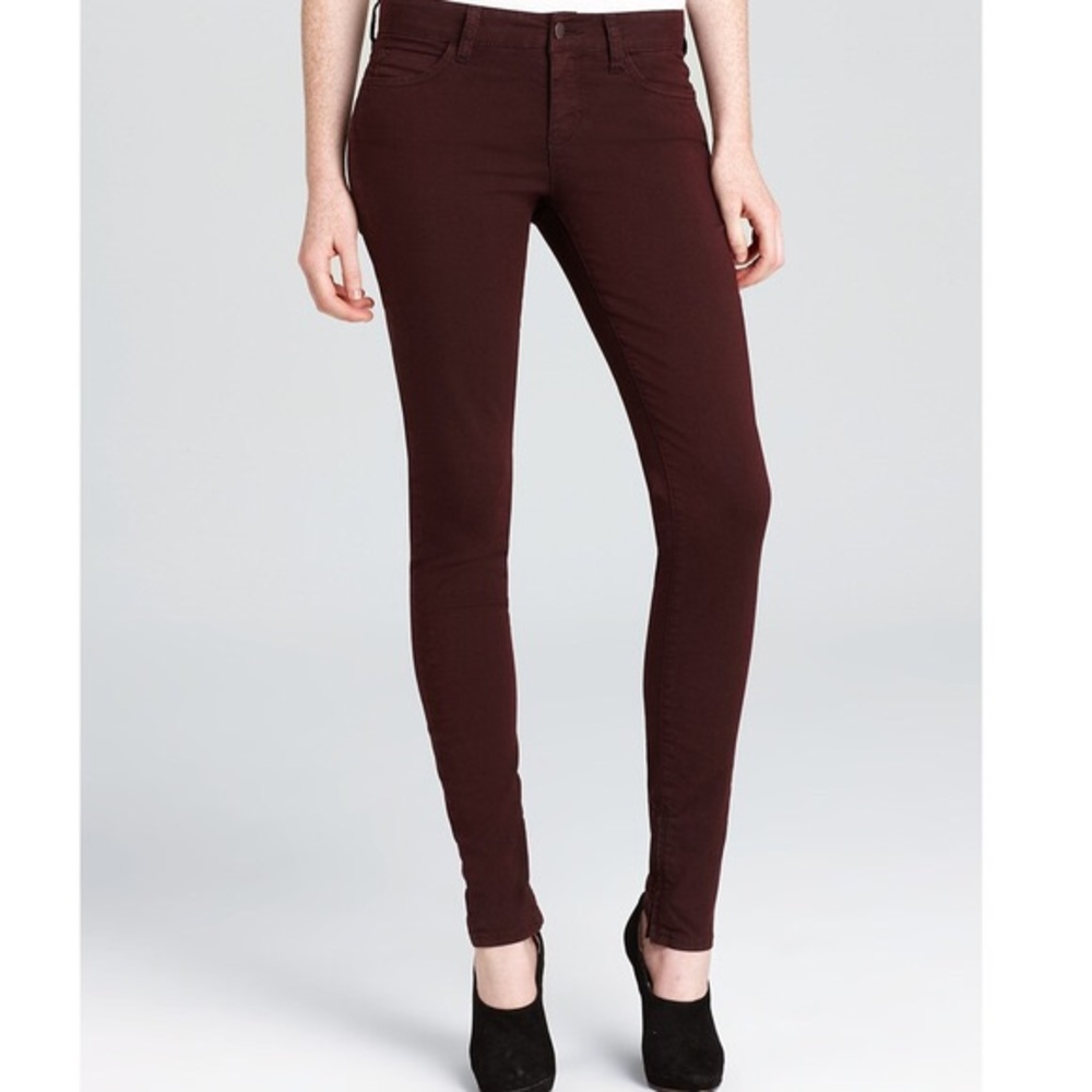 Vince Dark Raisin Zip Leg Skinny Jeans 0574 - Picture 1 of 11